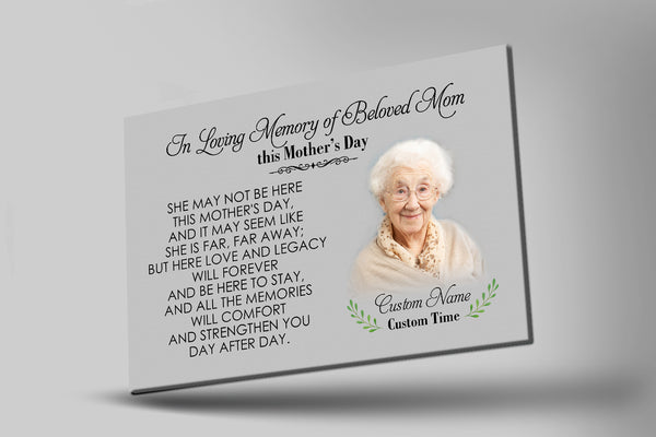 In Loving Memory of Mom Custom Canvas| Sympathy Gift Loss of Mom Mother Remembrance Mother's Day in Heaven JC851