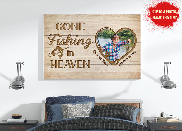 Gone Fishing Memorial Gifts for fishing lover Personalized Sympathy Canvas for loss of loved one VTQ75