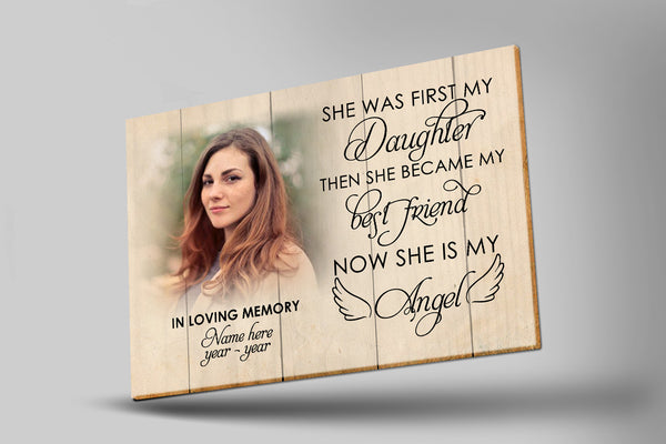 Daughter Remembrance| Personalized Memorial Canvas| Now She Is My Angel| Memorial Gift for Loss of Daughter, Loss of a Child| Remembrance Sympathy Gift| Bereavement Condolence| N2351