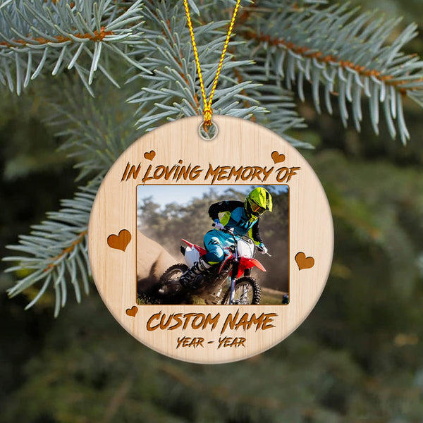 Personalized Motorcycle Ornament Christmas In Heaven Sympathy Gift For Loss Of Biker Dad In Memory ODT23