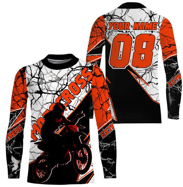 Kid&Adult Motocross jersey personalized UPF30+ dirt bike racing long sleeves cool offroad bikers NMS1093