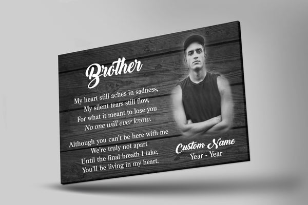 Brother Remembrance Personalized Canvas| Brother Living in My Heart| Brother Memorial Gifts, Sympathy Gifts for Loss of Brother, Bereavement Keepsake, Condolence Gifts| N2349