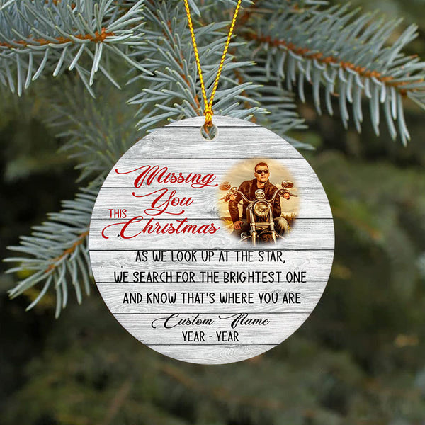 Personalized Memorial Ornament Biker In Heaven Ornament Christmas Sympathy Gift For Motorcycle Lover ODT38