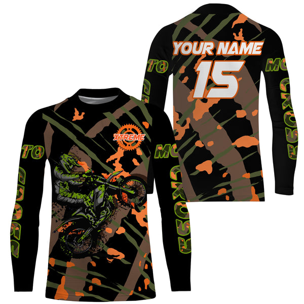 Camo Motocross racing jersey kid men women UPF30+ personalized dirt bike off-road motorcycle PDT58