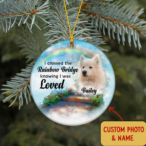 Pet Memorial Ornament - Cross The Rainbow Bridge, Pet Loss Ornament, Remembrance Loss of Dog, Loss of Cat, Sympathy Gift for Dog Owners| NOM119