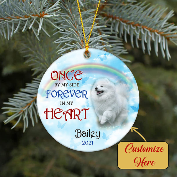 Pet Memorial Ornament - Once By My Side Forever in My Heart, Pet Loss Ornament, Remembrance Loss of Dog, Loss of Cat, Sympathy Gift for Dog Owners| NOM125