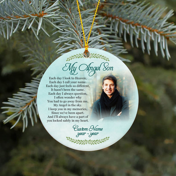 Son Memorial Ornament - My Angel Son, Christmas in Heaven, Son Remembrance Home Decor, Memorial Gift for Loss of Son in Memory, Loss of Child| NOM186