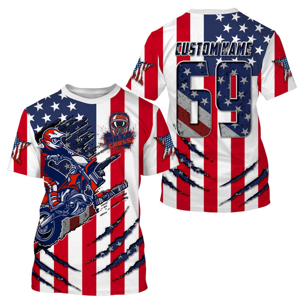 MX jersey for men kid women American flag custom Motocross UPF30+ biker extreme motorcycle shirt PDT30