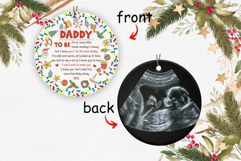 Personalized Daddy To Be Ornament| Can't Wait To Meet You Dad Ornament 2 Sided Custom Sonogram| New Dad Ornament Christmas Present for Father To Be Expecting Dad Pregnancy Reveal| JOR48