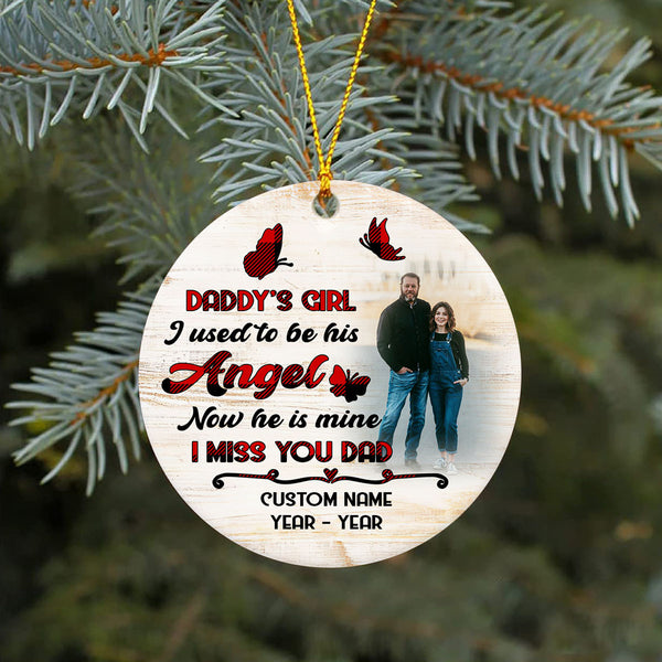 Daddy's Girl Personalized Memorial Ceramic Ornament with Picture Sympathy Gift for Loss of Father NOM259