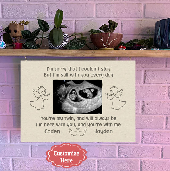Twin Miscarriage Memorial - Personalized Sonogram Canvas| In Loving Memory of Baby Twins| Pregnancy Loss Sympathy, Loss of Twins Bereavement| N2164