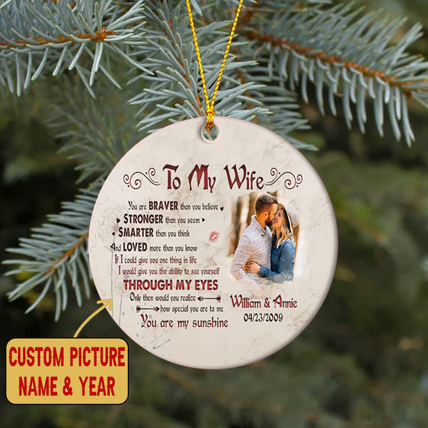 To My Wife Ornament - Personalized Photo Christmas Ornament for Wife, Couple Ornament, First Christmas Marriage| NOM168