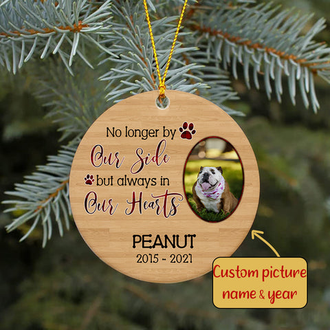 Pet Memorial Ornament Custom Photo - Always in Our Hearts, Pet Loss Christmas Ornament, Remembrance for Loss of Dog, Loss of Cat, Sympathy Gift for Dog Owners| NOM20