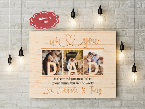 We Love You Dad Personalized Canvas Happy Fathers Day Custom Photo Collage Fathers Day Gift Keepsake| N2608