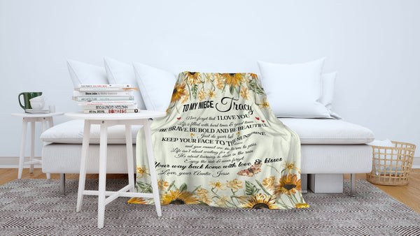 Personalized To My Niece Blanket| Sunflower Blanket To Niece| Sentimental Gift from Aunt| Custom Gift for Niece on Christmas, Birthday, Graduation, Thanksgiving| JB200
