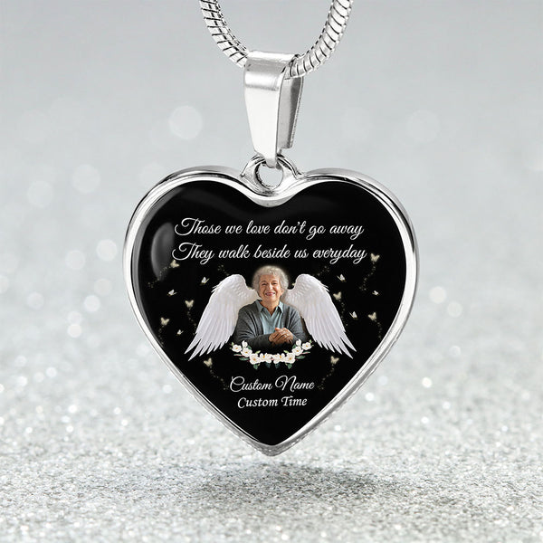 Custom Memorial necklace with picture| Sympathy remembrance jewelry for loss loved one in heaven NNT11