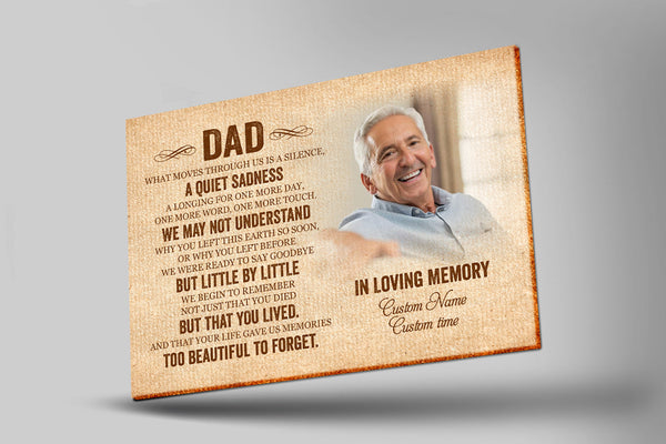 Dad Memorial Personalized Canvas, Dad Remembrance Father's Day in Heaven Sympathy Gift Loss of Father| N2592