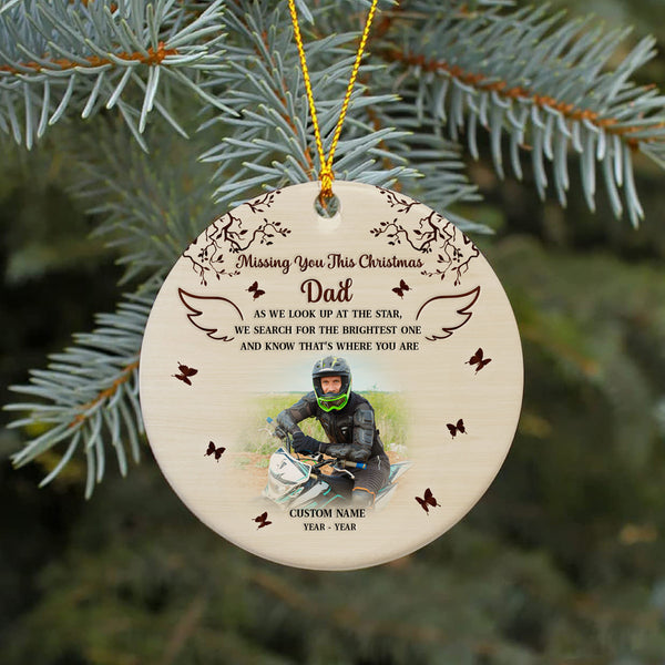 Personalized Memorial Christmas Ornament Biker In Heaven Ornament Sympathy Gift For Motorcycle Lover ODT65