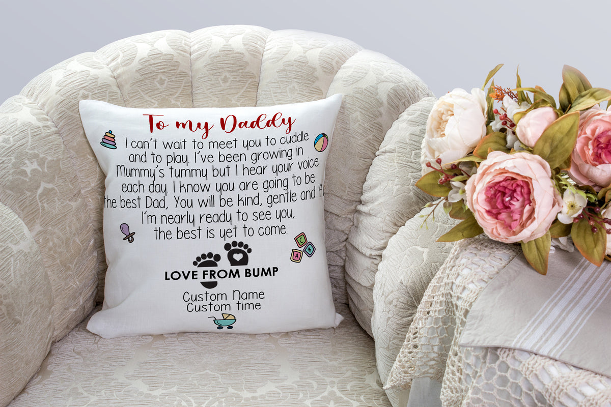 Custom New Dad Pillow| Can't Wait To Meet You| First Father's Day Gift for Husband 1st Time Dad To Be| JPL65