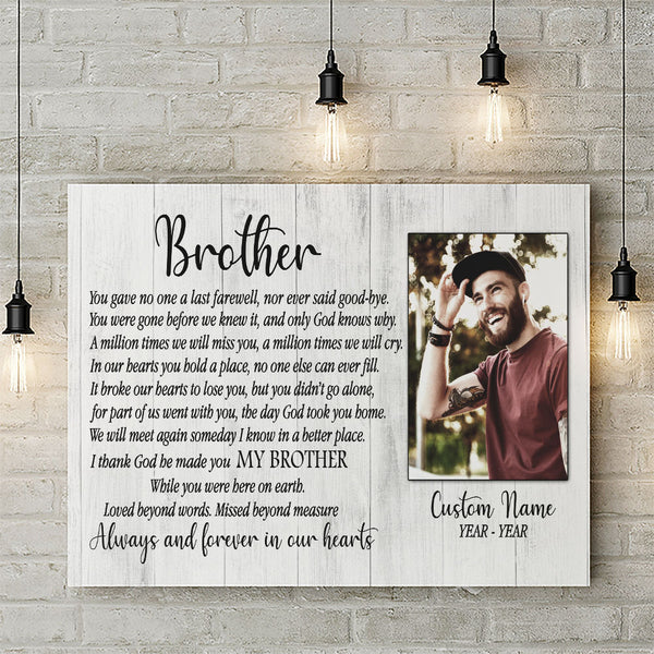 Brother memorial canvas - Brother in heaven remembrance gift, in memory bereavement for loss brother CNT21