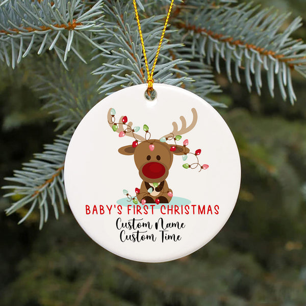 Baby's First Christmas Ornament - Baby Reindeer Ornament Custom Custom Ornament Newborn Gift Baby Reveal Gift Christmas Ornament Christmas Decoration Gift for Family| JOR04
