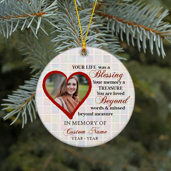 Personalized memorial ornament - Christmas in heaven, remembrance gifts, keepsake ornament for loss| ONT41