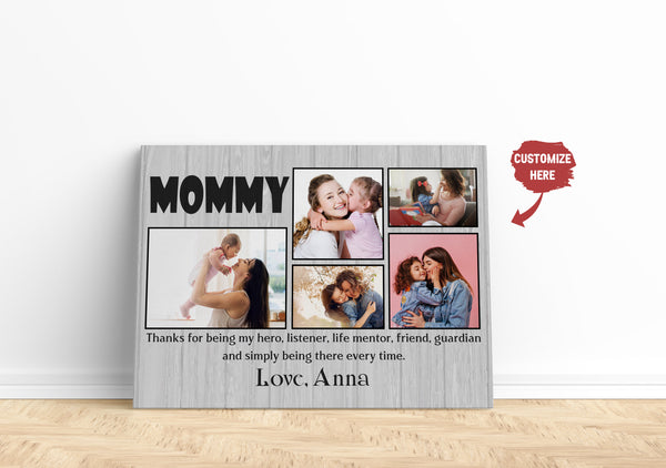 Custom Mom Canvas| Mommy Photo Collage Wall Art Mom Gift from Daughter Son on Birthday Mothers Day Gift| JC833