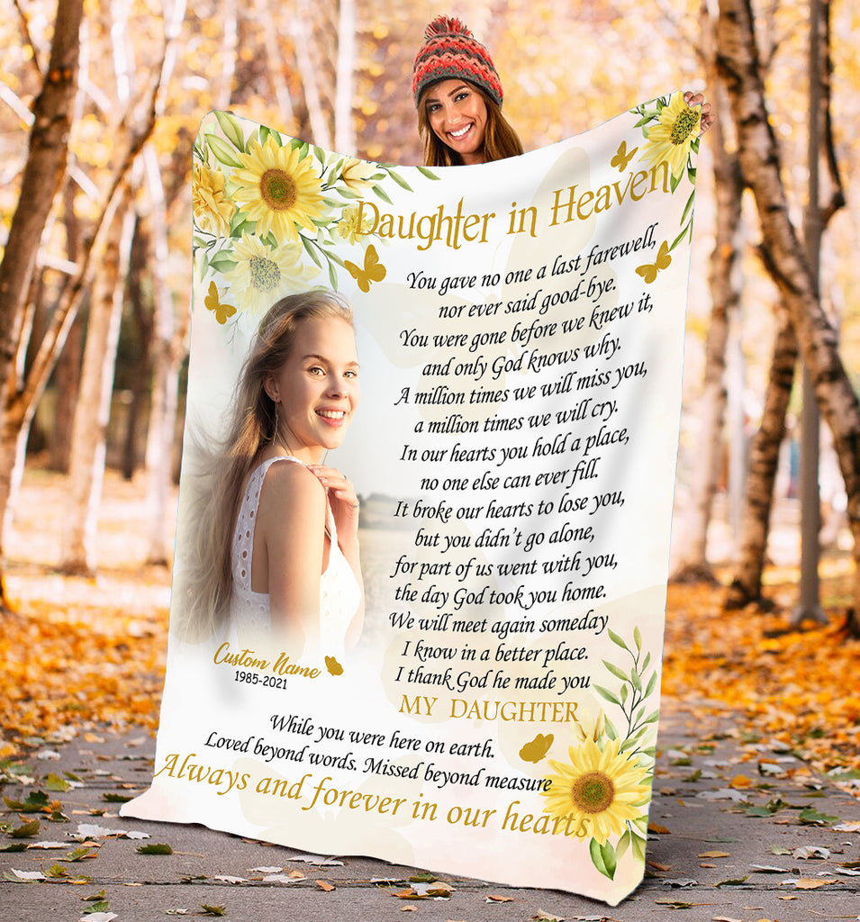 Personalized Sunflower Memorial Blanket for Daughter - Daughter in Hea –  Myfihu