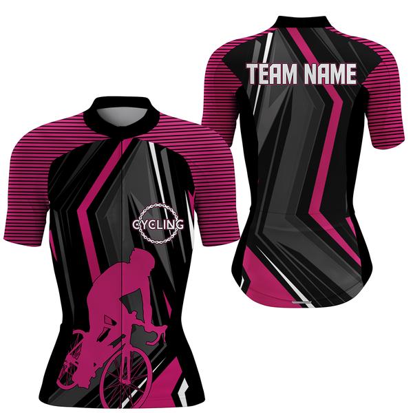 Custom Womens team road cycling jersey Pink cycle bicycling shirts Anti-UV Biking racing uniform| SLC64