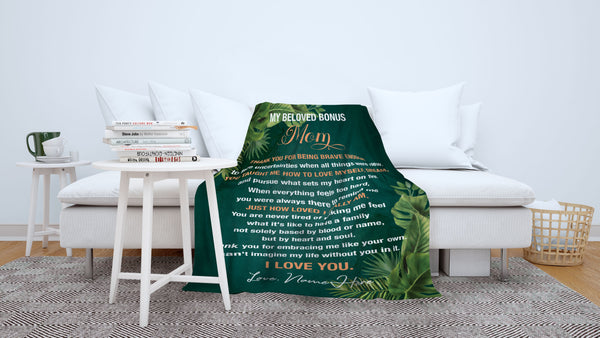 Bonus Mom Blanket| Custom Step Mom Gift for Christmas Birthday Mother's Day| Gift for Step Mother| JB350