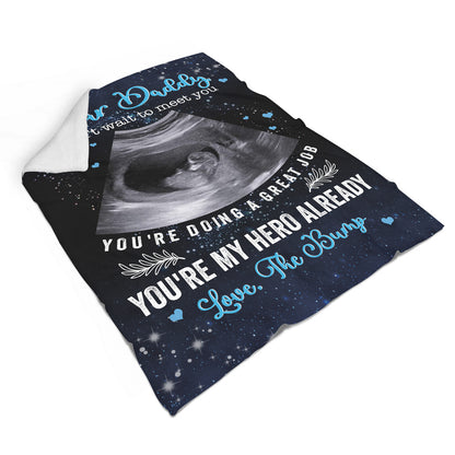 Dad To Be Blanket Personlized Sonogram Photo, First Father's Day Gift for Expecting Dad, 1st Time Father N2539