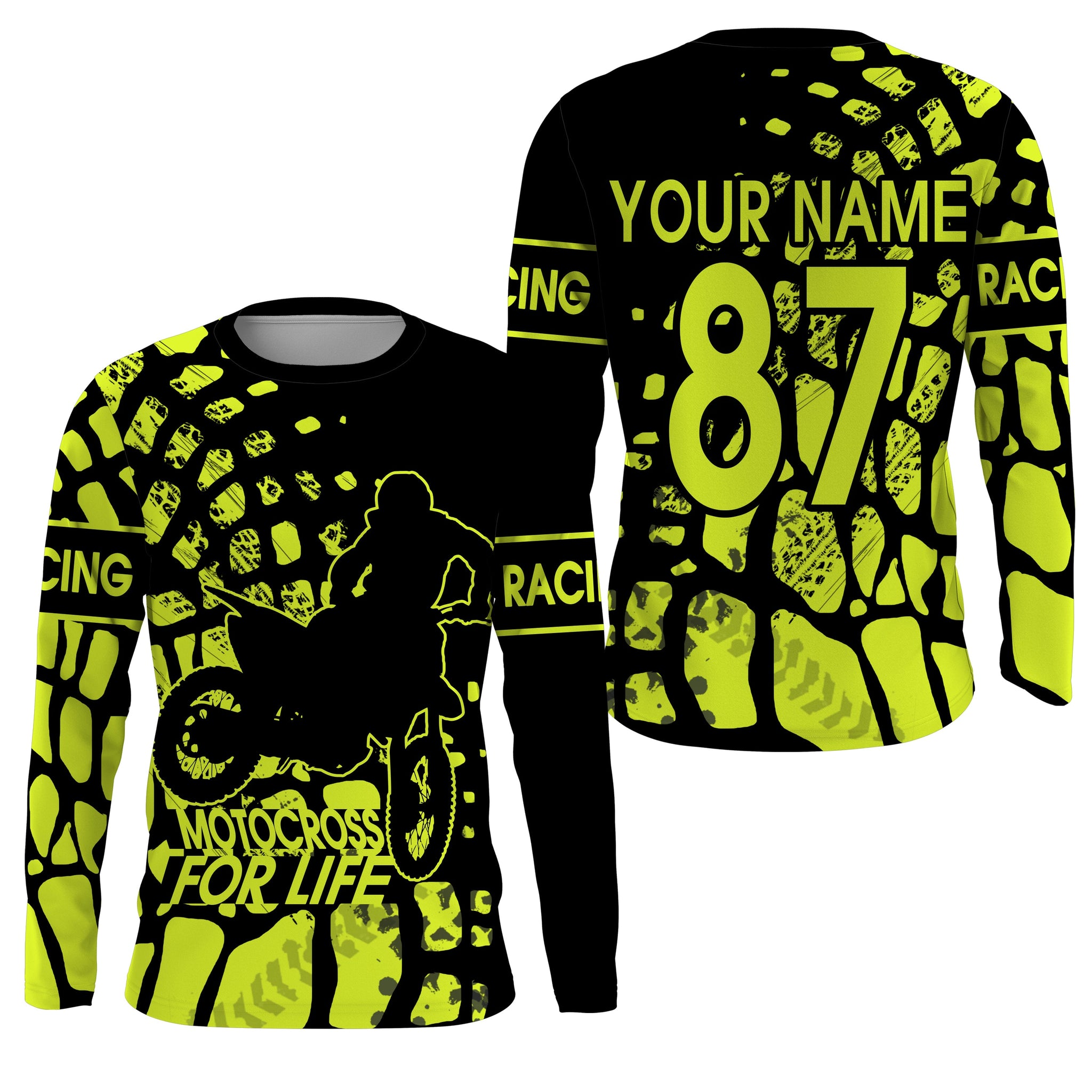 Custom Motocross Jersey For Adults & Kids - UPF30+ Dirt Bike Racing Shirt With Personalized Name/Number
