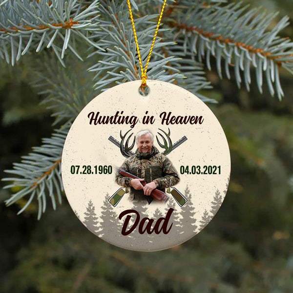 Hunting in Heaven personalized memorial ornament Christmas in memory remembrance loss of Hunters NOM247
