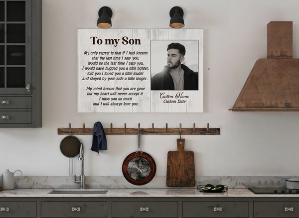 To My Son In Heaven Canvas| Personalized Memorial Canvas| Son Memorial Canvas, Memorial Gift, Son Remembrance| Sympathy, Bereavement Gift, Son in Memory| T1074