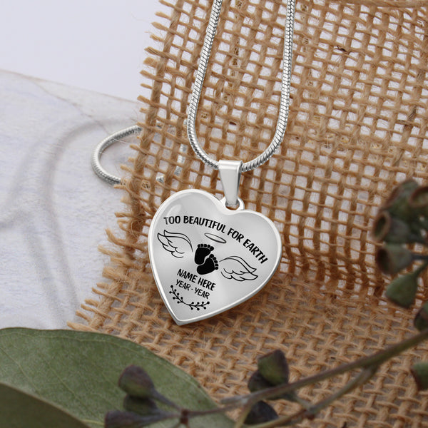 Custom Baby footprints remembrance necklace - Miscarriage memorial jewelry, Infant loss gift for Mom NNT43