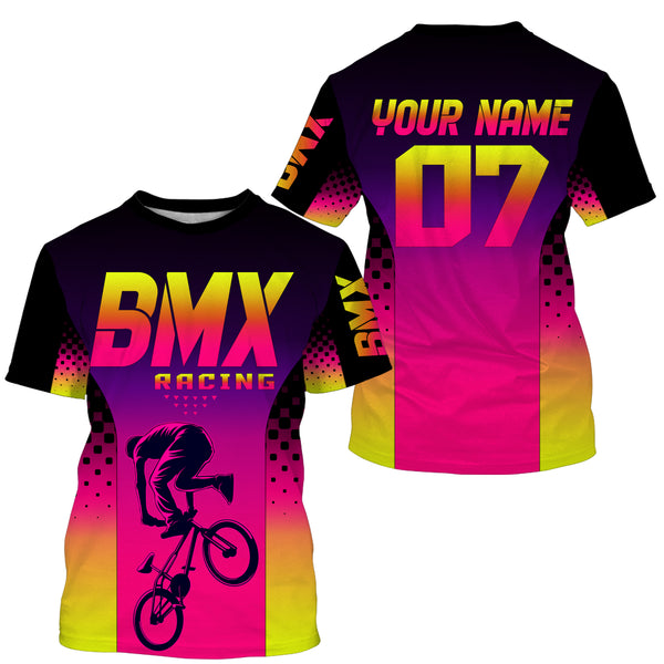 BMX racing jersey Custom gradient shirts UPF30+ freestyle off-road Cycling adult&kid racewear| SLC43