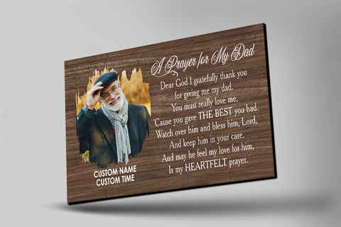 Memorial Gift for loss of loved one Personalized Sympathy Canvas for loss of Dad Prayer for My Dad VTQ76