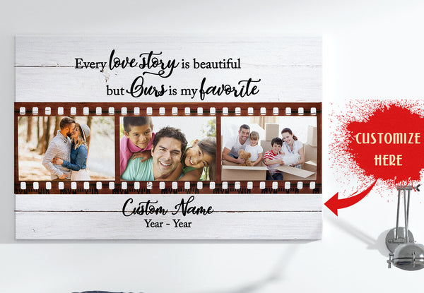 Personalized Anniversary Canvas| Our Love Story Is My Favorite Photo Collage Gift for Couple| Meaningful Gift for Husband, Wife, Lover on Valentine's Day Christmas Birthday Anniversary| JC447