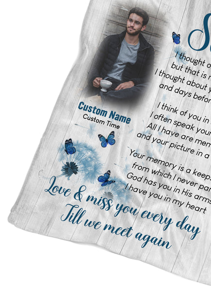 Son remembrance blanket I Thought Of You Today in memory of son sympathy blanket throw memorial gift N2634