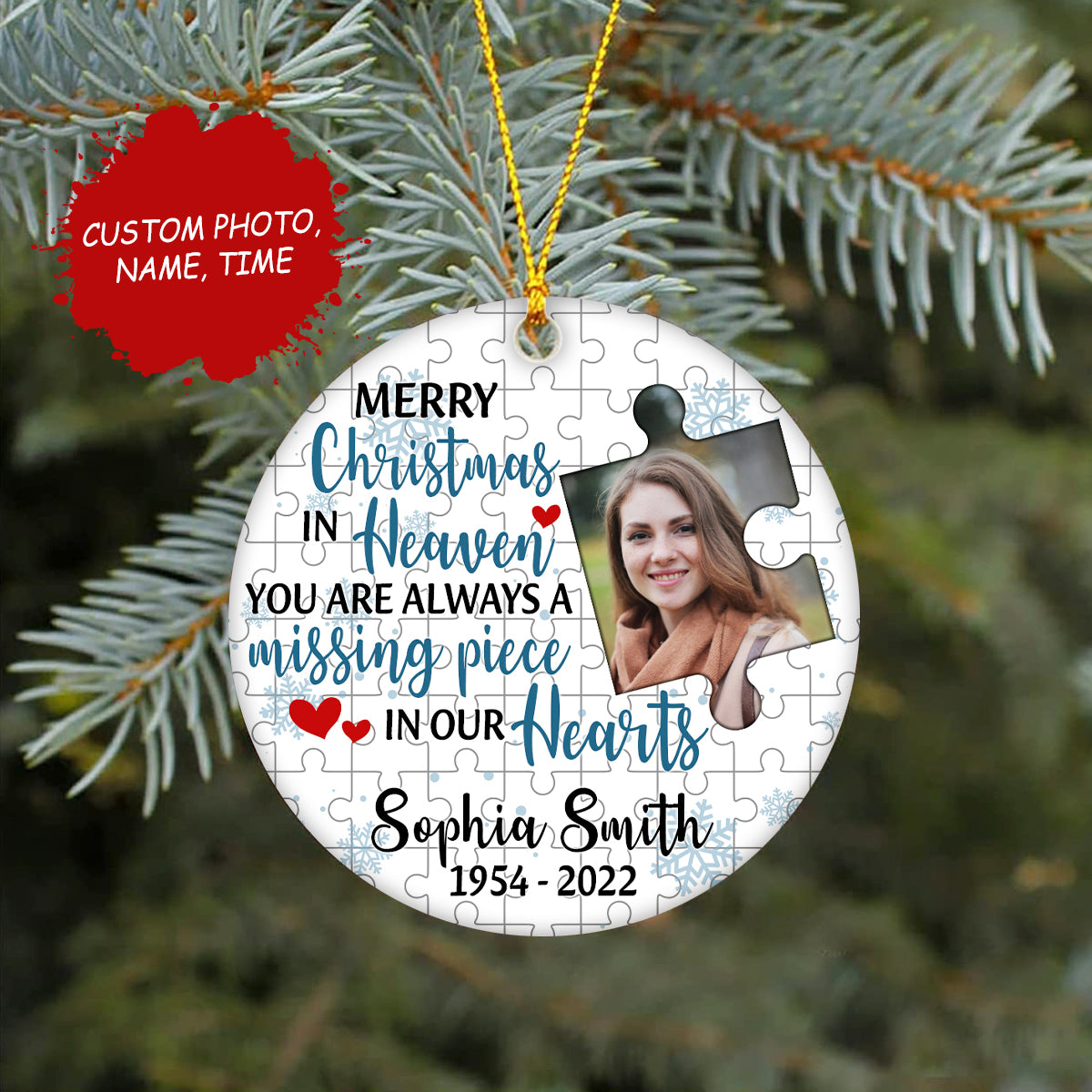 Custom memorial ornament, remembrance Xmas ornament, sympathy gifts for dad, mom, sister, brother| ONT40