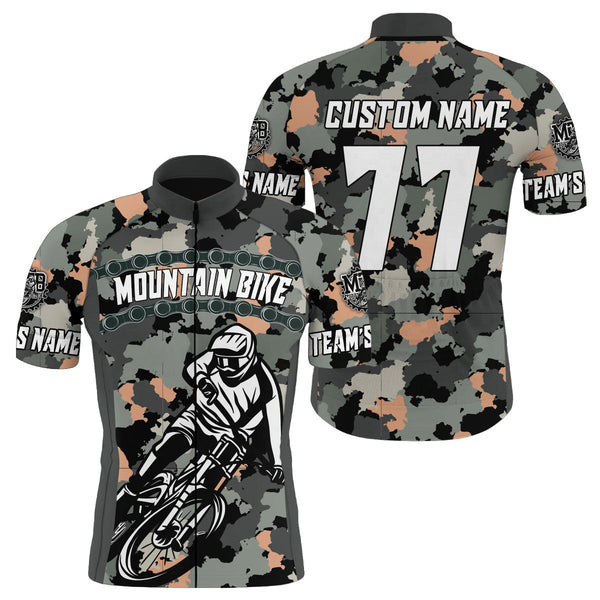 Custom Mens MTB Cycling jersey grey camo Anti-UV full zip with 3 pockets Motocross road cycle gear| SLC88