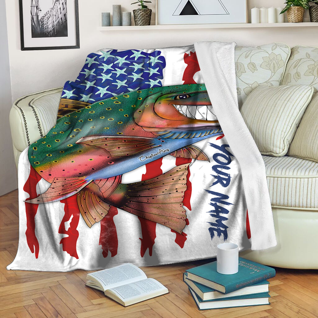 Trout fly fishing American flag funny rainbow trout ChipteeAmz's art c –  Myfihu
