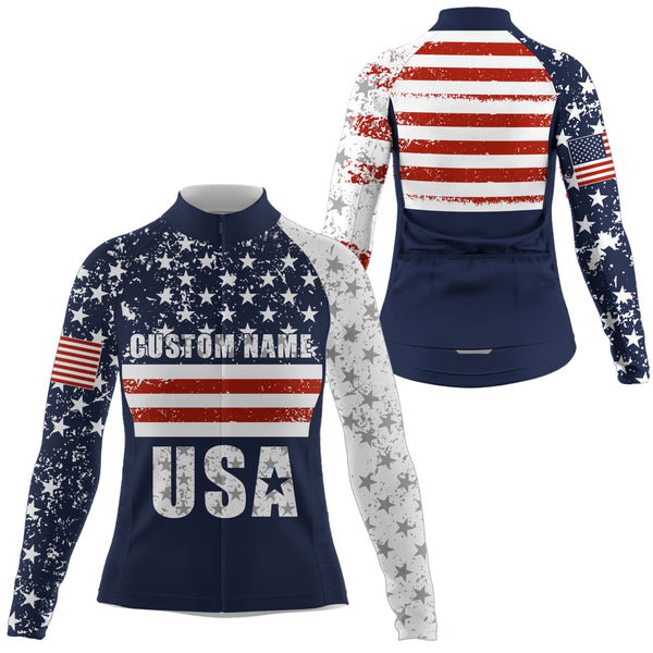 Custom American Cycling jersey men women UPF50+ USA cycle gear with 3 pockets Full zip bike shirt| SLC182