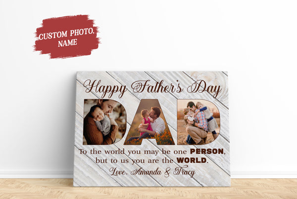 Happy Fathers Day Dad Personalized Canvas Custom Photo Collage Fathers Day Gift Keepsake for Dad| N2606