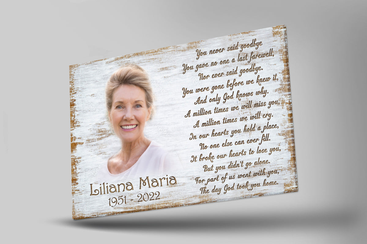Sympathy gift for loss of loved one, Never said Goodbye canvas/poster for loss of Father Mother - VTQ175
