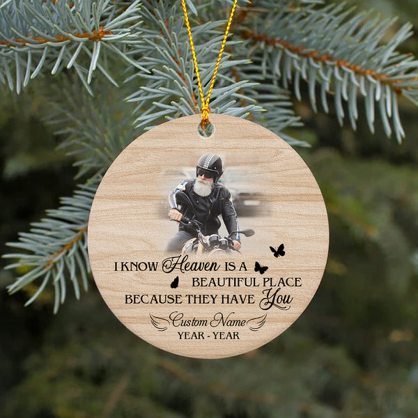 Biker Remembrance Ornament Christmas In Heaven Sympathy Gift For Loss Of Dad In Loving Memory ODT31