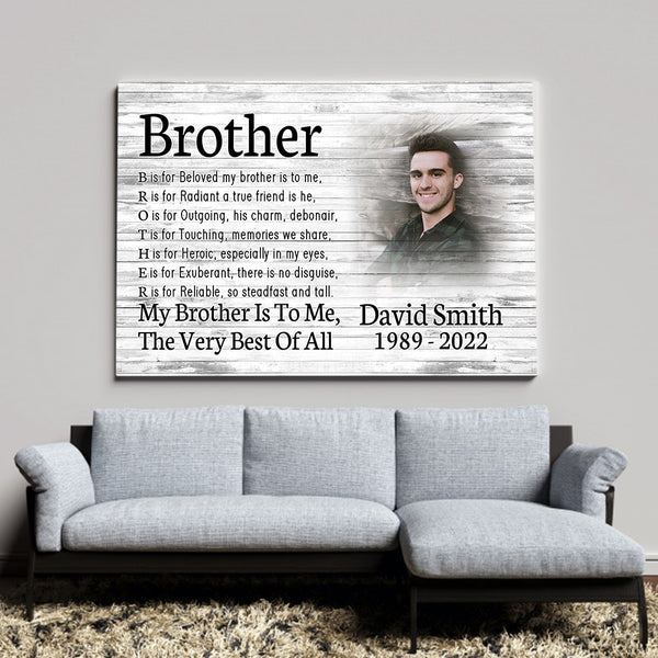 Brother bereavement canvas - Remembrance memorial gift loss of loved one, loss of brother in heaven CNT24