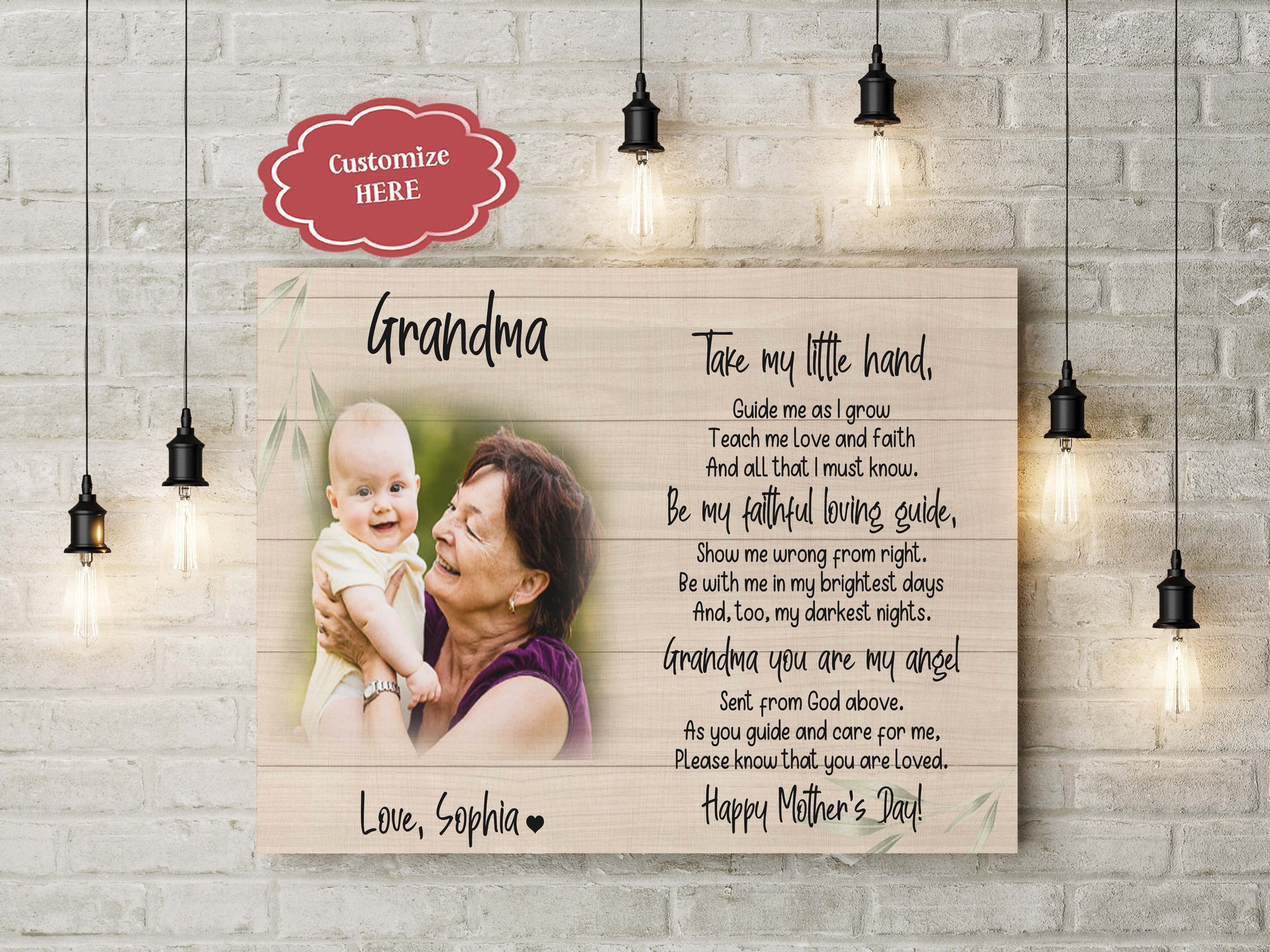 Personalized Mother's Day Gift for Grandma From Baby, I Love You