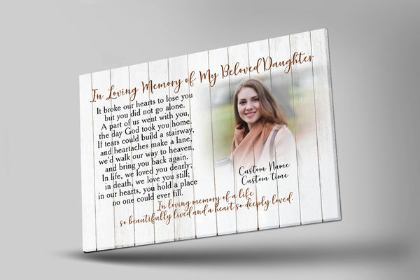 Memorial Canvas for Daughter - Personalized Memorial Gift for Loss of Daughter Remembrance Canvas In Loving Memory of Daughter in Heaven Sympathy Gift for Parents Loss Daughter - JC765