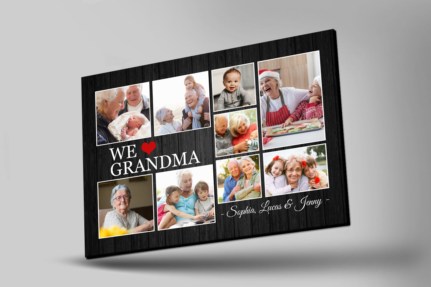 We Love Grandma Personalized Canvas, Custom Photo Collage, Grandma Mother's Day Canvas, New Grandma Gift N2479